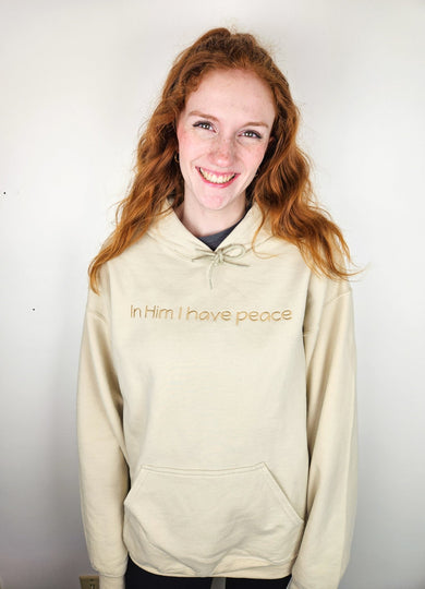Monochromatic In Him I Have Peace Unisex Hoodie - Clothed In Blessings