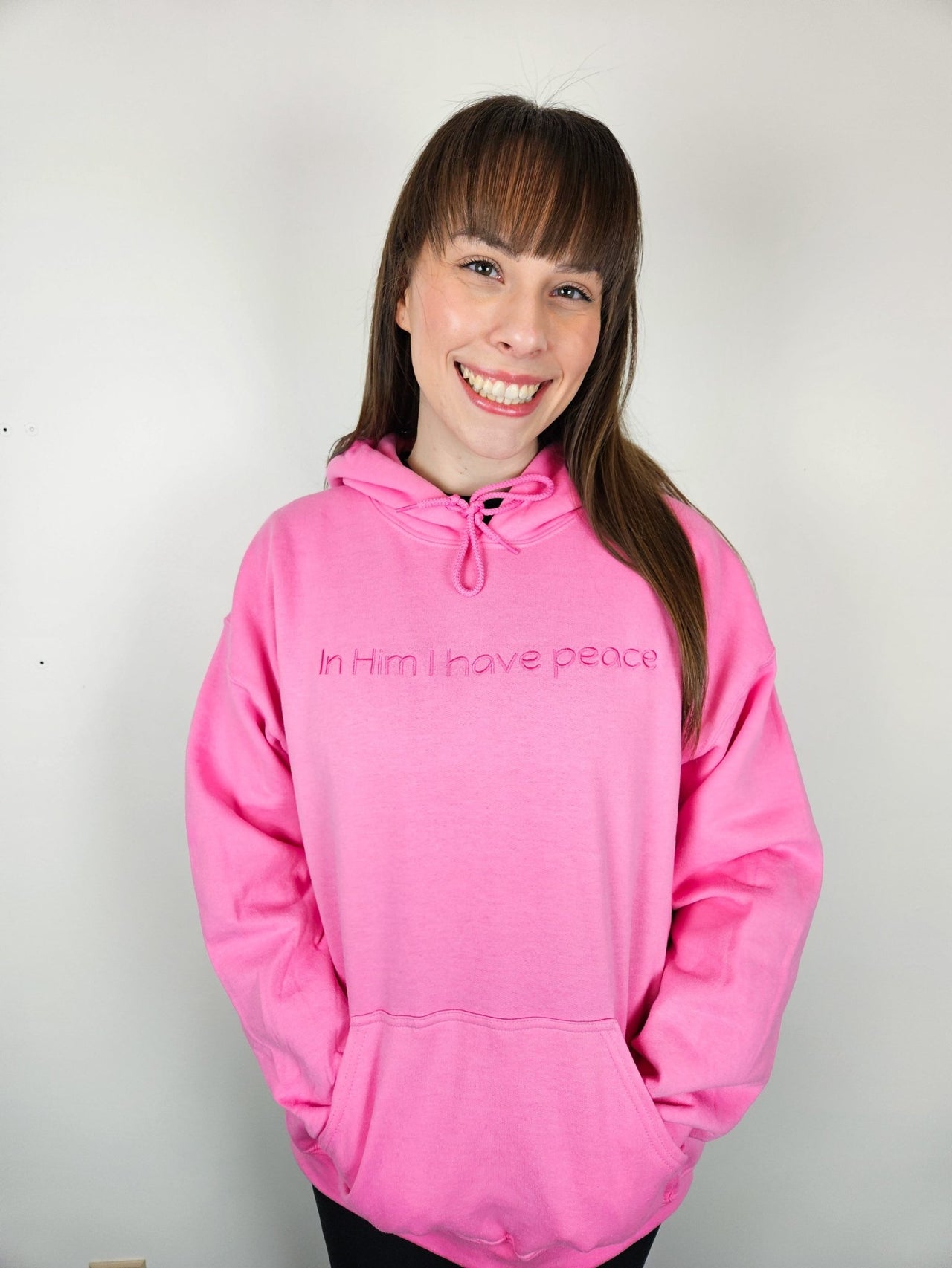 Monochromatic In Him I Have Peace Unisex Hoodie - Clothed In Blessings