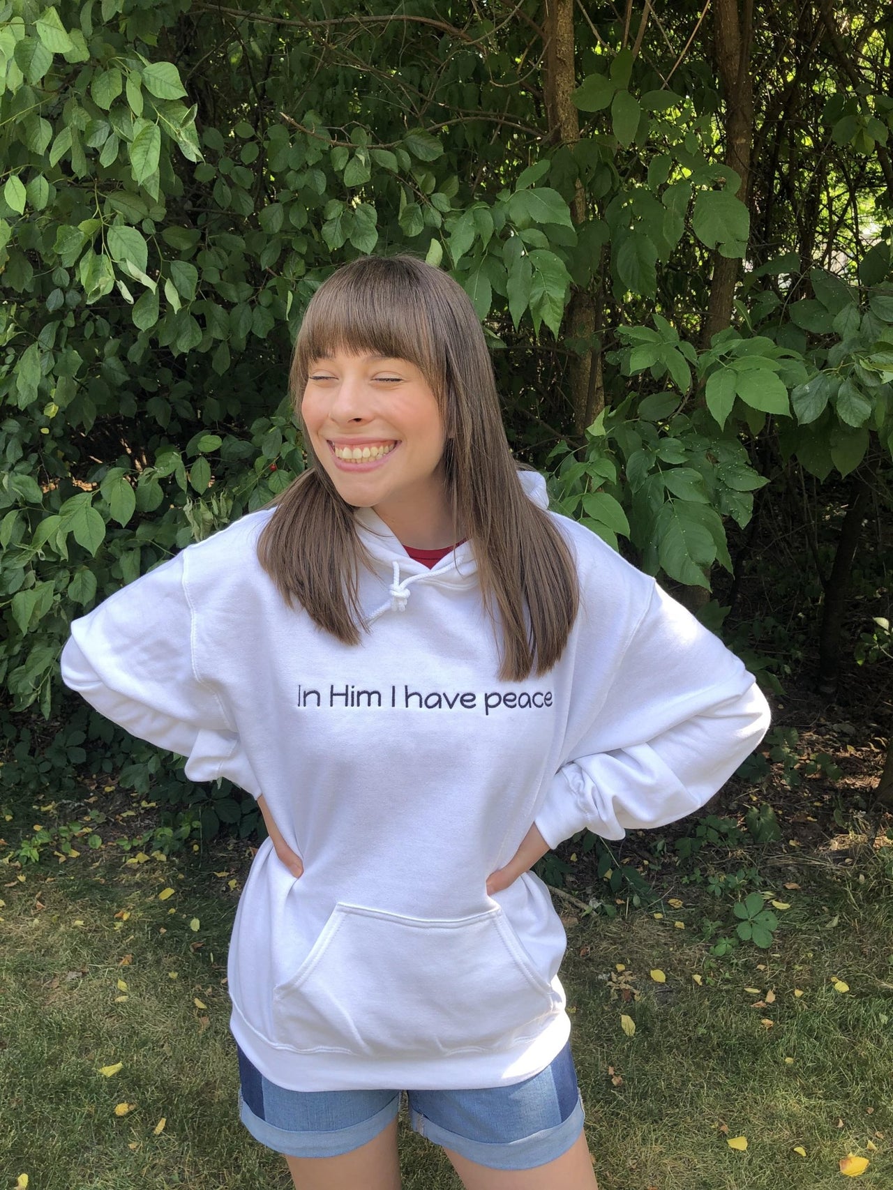 OOPSIE SALE - In Him I Have Peace Hoodie White - Clothed In Blessings