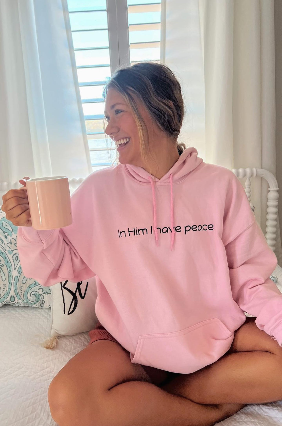 OOPSIE SALE - In Him I Have Peace Hoodie Pink - Clothed In Blessings